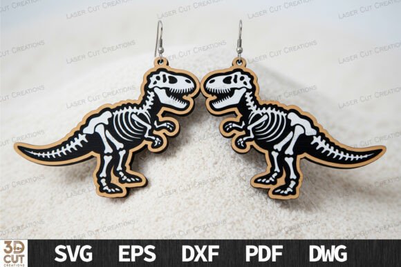 Download T Rex Skeleton Earrings Halloween SVG - Earrings halloween Collection
