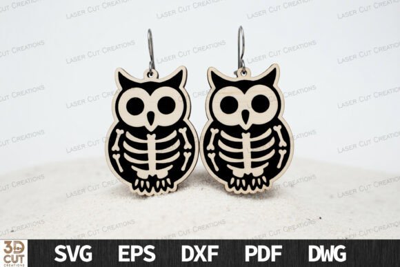 Download Skeleton Owl Earrings Halloween SVG - Earrings halloween Collection