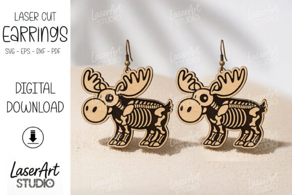 Download Moose Skeleton Earrings Halloween SVG - Earrings halloween Collection