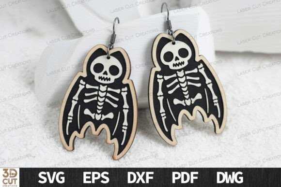 Download Skeleton Bat Earrings Halloween SVG - Earrings halloween Collection