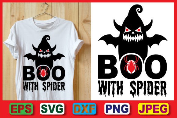 Download Boo with Spider, Halloween Tshirt Design - Premium Resources