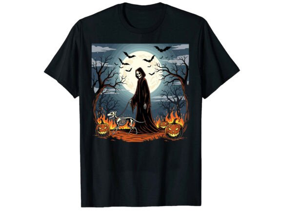 Download Grim Reaper Dog Halloween T-Shirt - Premium Bundle