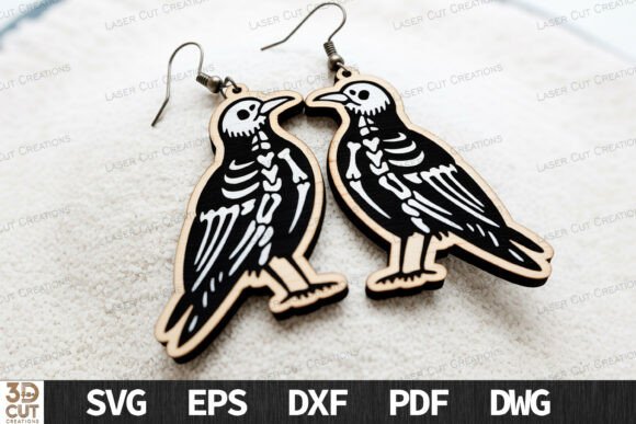 Download Crow Skeleton Earrings Halloween - Earrings halloween Collection