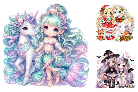 Download Cute Chibi Girl Unicorn Seasonal Clipart - Seasonal clipart Collection