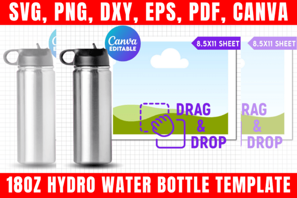 Download 18oz Hydro Water Bottle Canva Template - Hydro Collection
